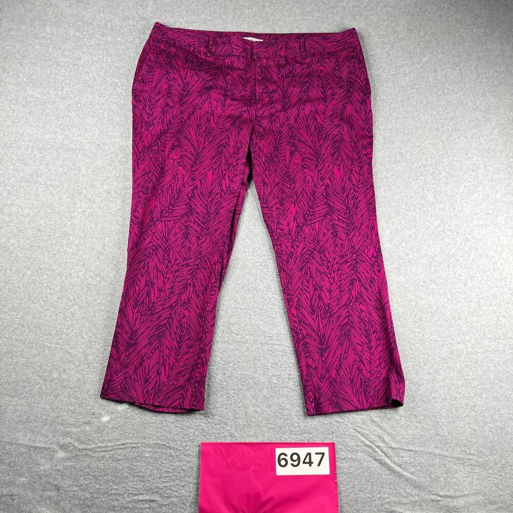 Coldwater Creek Natural Fit Pants Tropical Print Pink Casual Womens Size 18